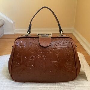 Patricia Nash Gracchi Tooled Leather Satchel, Florence Brown